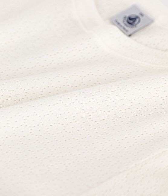 T-Shirt L’ICONIQUE aus durchbrochener Baumwolle für Damen weiss MARSHMALLOW