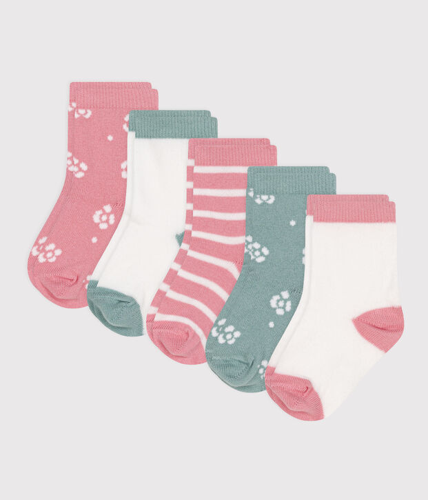 5er-Set Baby-Socken aus gebl&uuml;mter Baumwolle f&uuml;r M&auml;dchen vielfarbig