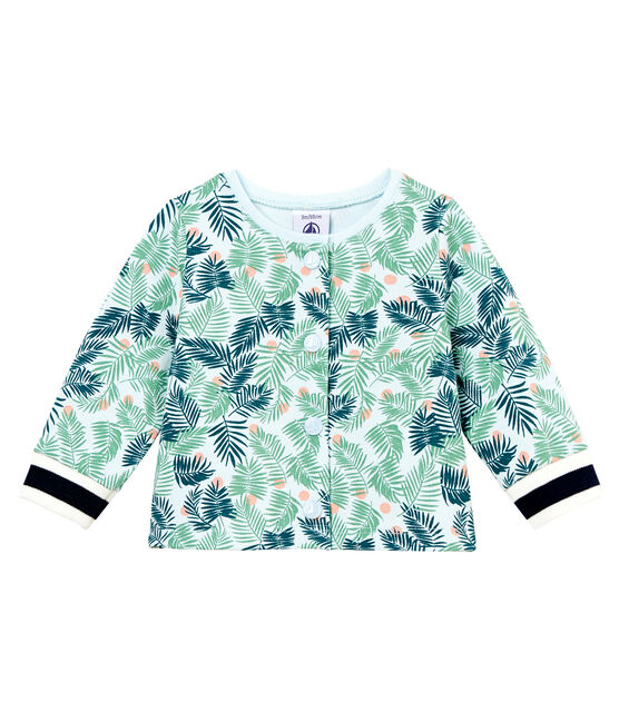 Gemusterter baby-strick-cardigan mädchen blau BOCAL/weiss MULTICO