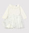 Baby-Strickkleid für Mädchen weiss MARSHMALLOW/grau ARGENT