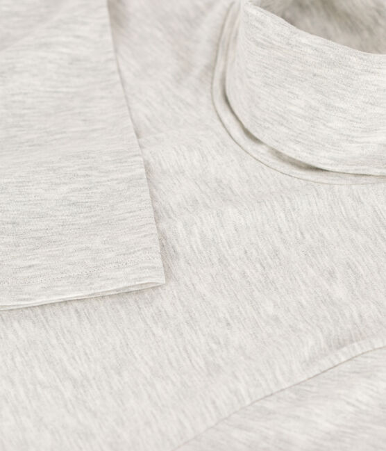 Warmes Damen-T-Shirt L’ICONIQUE mit Rollkragen grau BELUGA CHINE