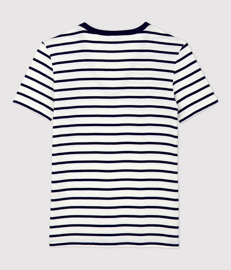 T-Shirt L&rsquo;ICONIQUE aus Baumwolle mit V-Ausschnitt f&uuml;r Damen weiss/blau