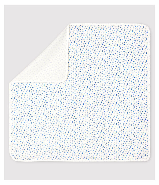 Baby-Decke für Neugeborene aus Bio-Baumwolle weiss MARSHMALLOW/blau COOL