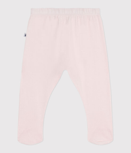 Newborn Baby-Hose mit Fuß aus einfarbiger Baumwolle  rosa FLEUR