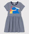 Kinderkleid für Mädchen Petit Bateau × Water Family blau MEDIEVAL/weiss MARSHMALLOW