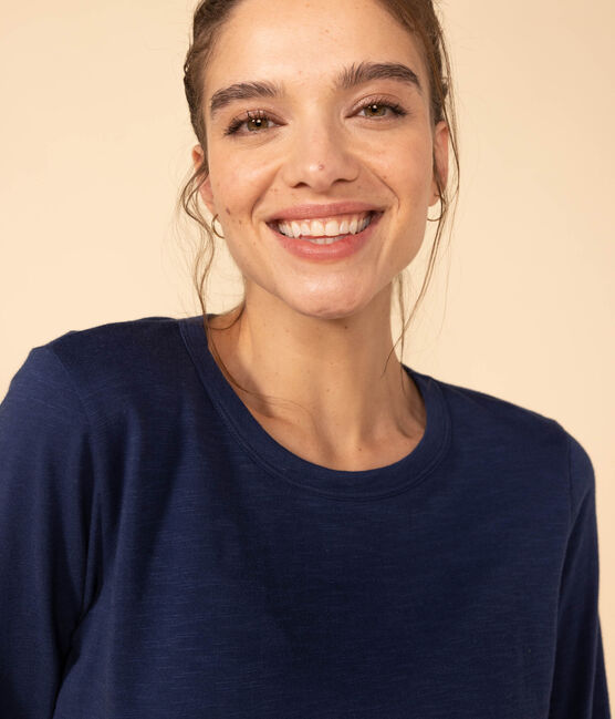 Damen-T-Shirt LE DROIT aus Baumwolle mit Rundhalsausschnitt blau INCOGNITO