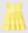 Kurzärmeliges, gestreiftes Baby-Kleid aus Seersucker für Mädchen gelb SHINE/weiss MARSHMALLOW