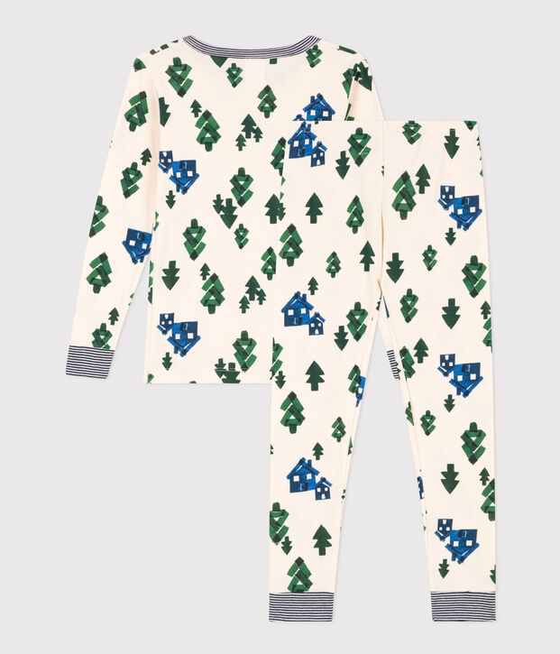 Kinderpyjama aus Baumwolle in schmaler Passform naturfarben/blau/vielfarbig