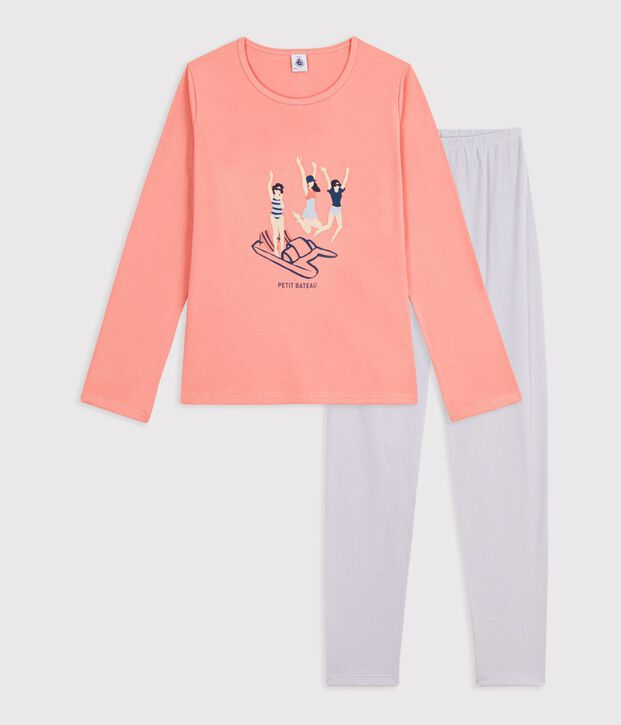 Pyjama  en coton orange/vielfarbig