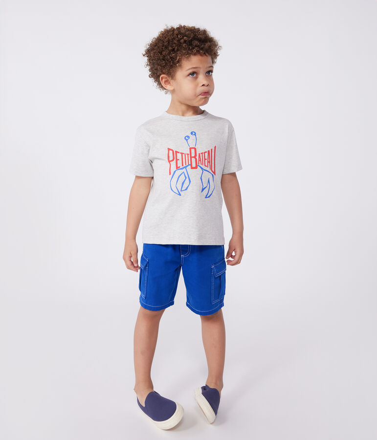 Kurz&auml;rmeliges Kinder-T-Shirt aus bedruckter Baumwolle grau