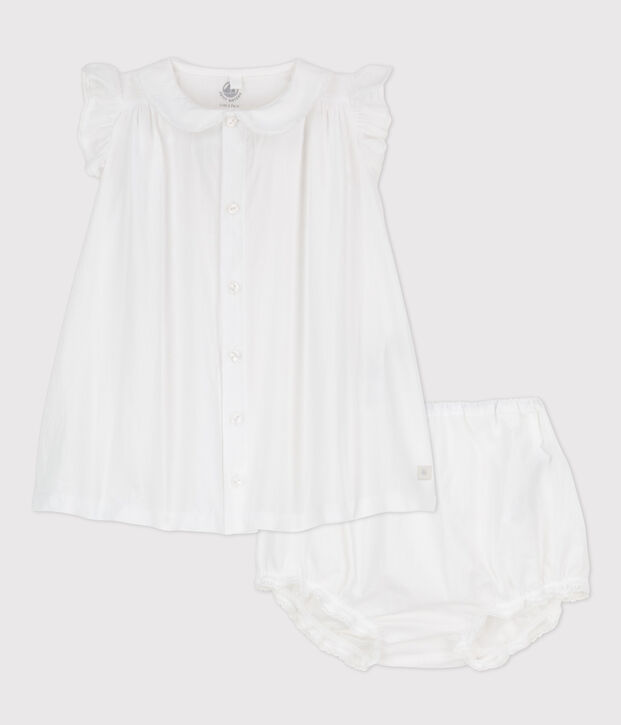Kurz&auml;rmeliges Baby-Kleid mit Bloomers f&uuml;r M&auml;dchen weiss