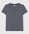 T-Shirt LE CLASSIQUE mit V-Ausschnitt aus Baumwolle für Damen blau SMOKING/weiss MARSHMALLOW