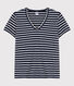 T-Shirt LE CLASSIQUE mit V-Ausschnitt aus Baumwolle für Damen