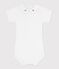 Baby-Body mit besticktem Kragen aus einfarbiger Baumwolle weiss MARSHMALLOW