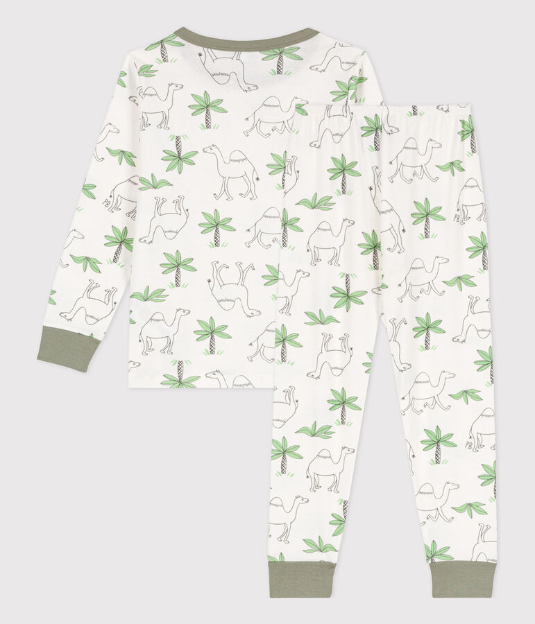 Kinderpyjama aus Baumwolle mit Dromedarmotiv weiss MARSHMALLOW/weiss MULTICO