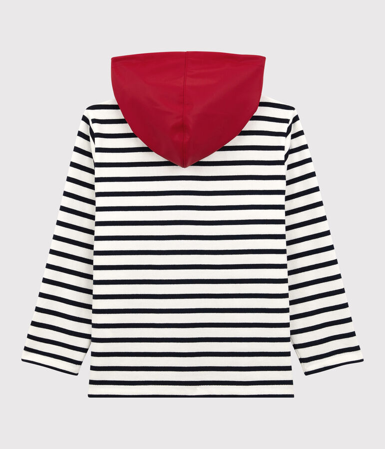 Kapuzen-Sweatshirt aus Baumwolle f&uuml;r M&auml;dchen und Jungen weiss MARSHMALLOW/blau SMOKING