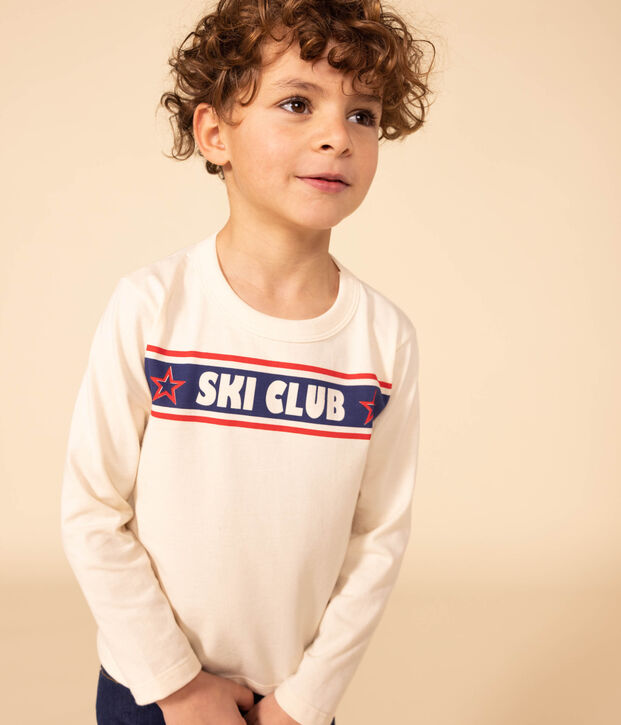Lang&auml;rmeliges T-Shirt aus Baumwolle f&uuml;r Kinder M&auml;dchen/Jungen naturfarben