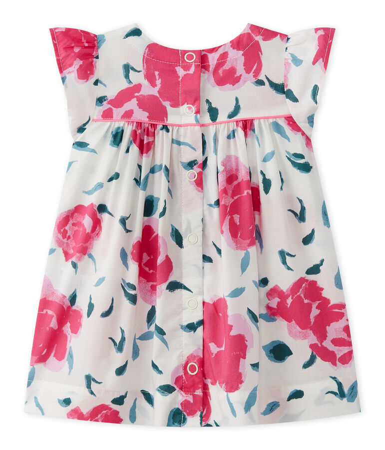 Bedrucktes Baby-M&auml;dchen-Kleid mit Schmetterlings&auml;rmeln weiss/vielfarbig