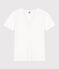 Kurzärmeliges Damen-T-Shirt L'ICONIQUE aus einfarbigem Rippstrick weiss ECUME