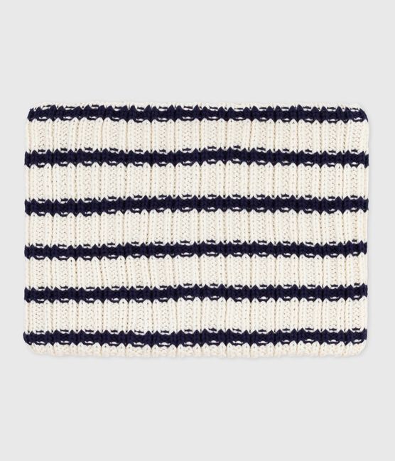 Kinder-Schlauchschal mit Streifen aus Strick mit Fleece-Futter  blau MARSHMALLOW/ SOIR