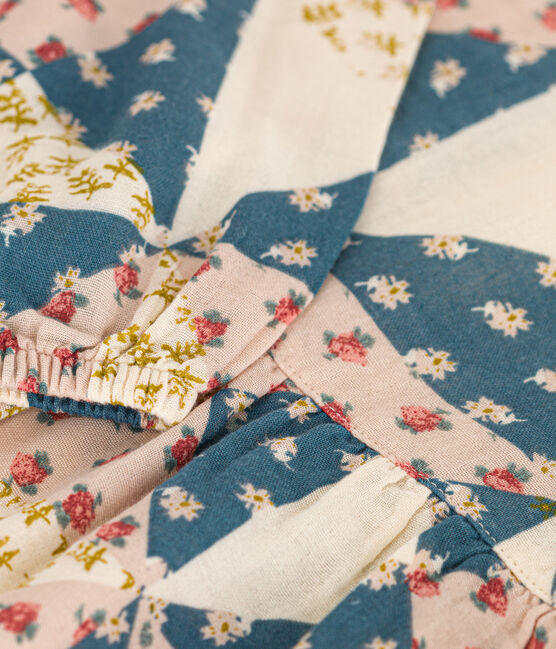 Bluse aus Musselin-Stoff für Kinder/Mädchen rosa SALINE/weiss MULTICO