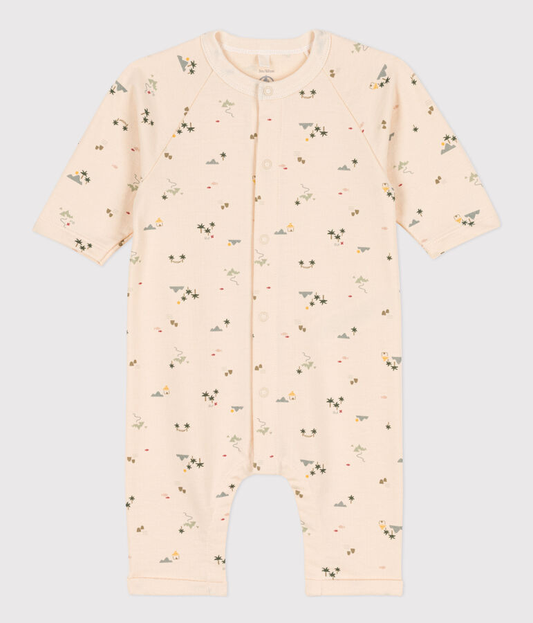 Langer bedruckter Baby-Overall aus Molton naturfarben/vielfarbig