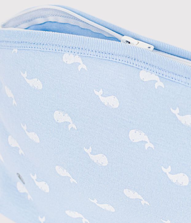 Baby-Kulturbeutel aus Baumwolle mit Walmotiv blau/weiss