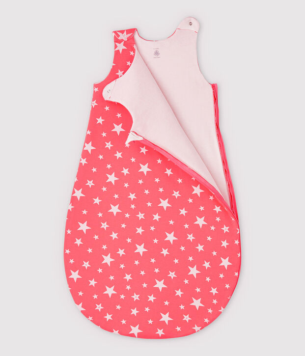 Baby-Schlafsack aus Baumwolle mit Sternen-Motiv orange/weiss
