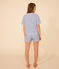 Damen-Pyjama, Shorts und T-Shirt aus Baumwolle mit Blumenmuster blau MARSHMALLOW/ INCOGNITO
