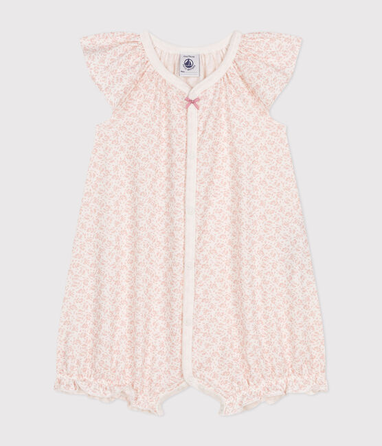 Kurzer Baby-Overall aus Baumwolle mit Blumenmotiv MARSHMALLOW/ PANTY