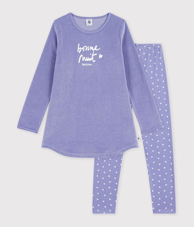 Kinder-Nachthemd und Leggings aus Nicki violett/weiss