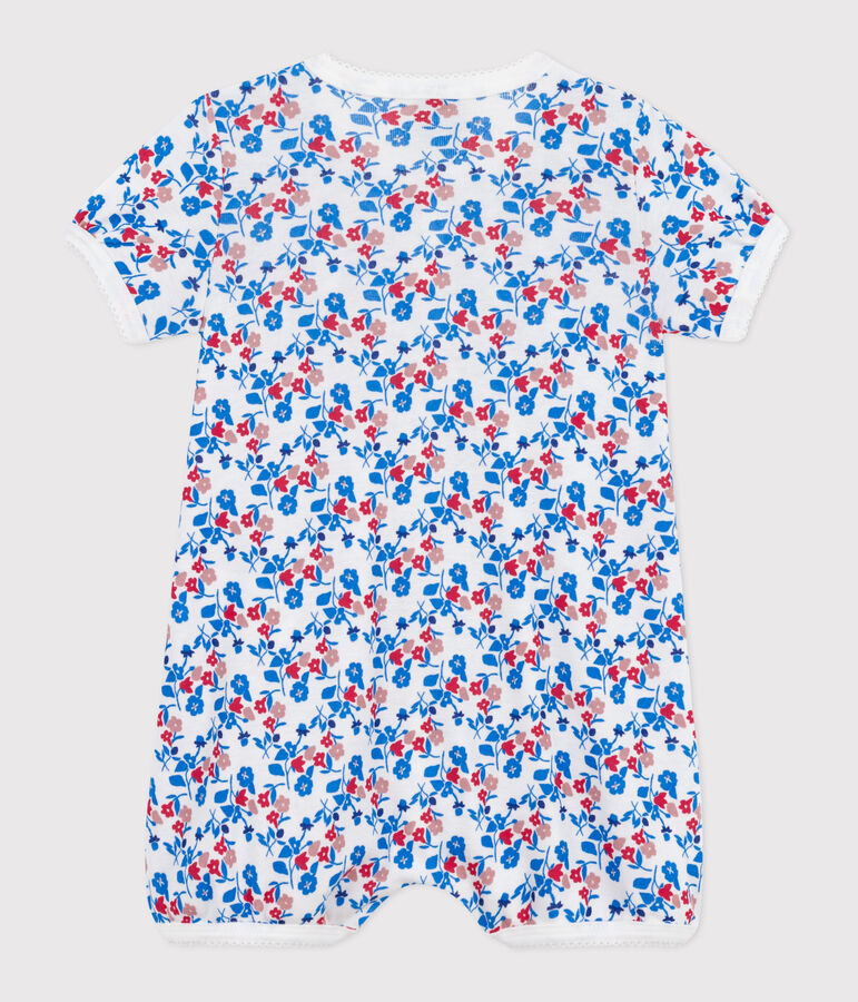 Baby-Kurzoverall aus Baumwolle mit Blumenmotiv weiss/vielfarbig
