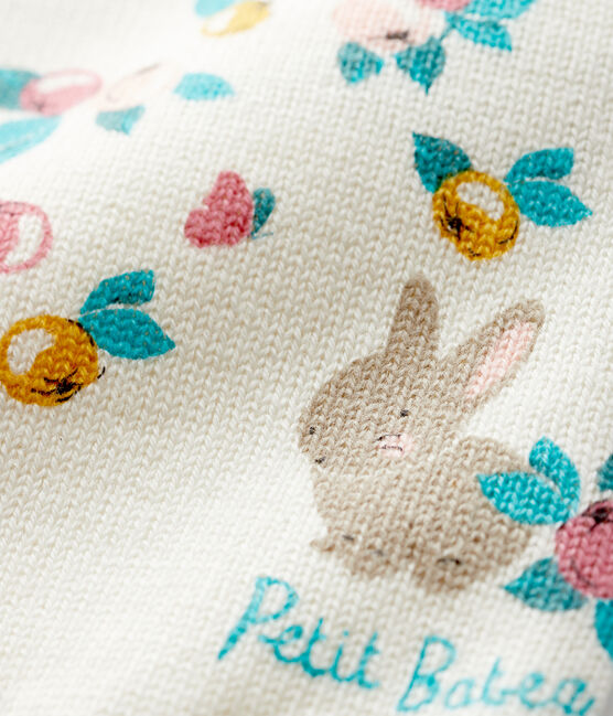 Langärmeliger Baby-Cardigan für Mädchen weiss MARSHMALLOW