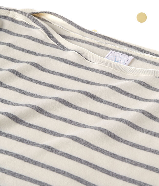 Langarm Body Damen Petit bateau x Marie-Agn&egrave;s Gillot weiss/grau