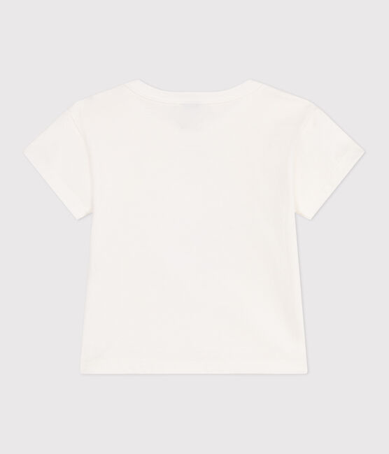 Kurzärmeliges Baby-T-Shirt aus einfarbiger Baumwolle weiss MARSHMALLOW