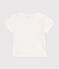 Kurzärmeliges Baby-T-Shirt aus einfarbiger Baumwolle weiss MARSHMALLOW