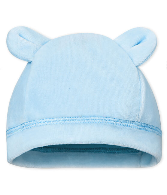Baby-mütze für neugeborene unisex aus samt blau FRAICHEUR