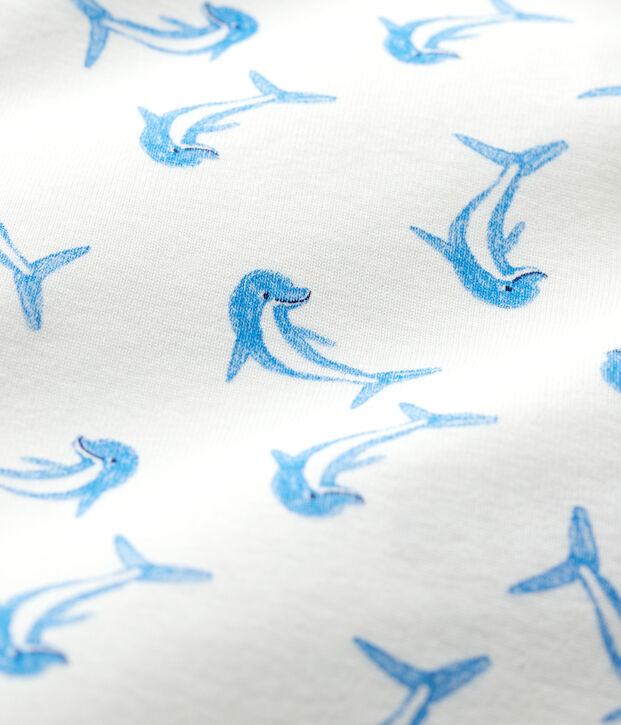 Baby-Einteiler aus Baumwolle mit Delfin-Motiv weiss/vielfarbig