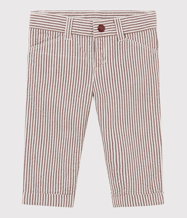 Gestreifte babyhose jungen braun/weiss