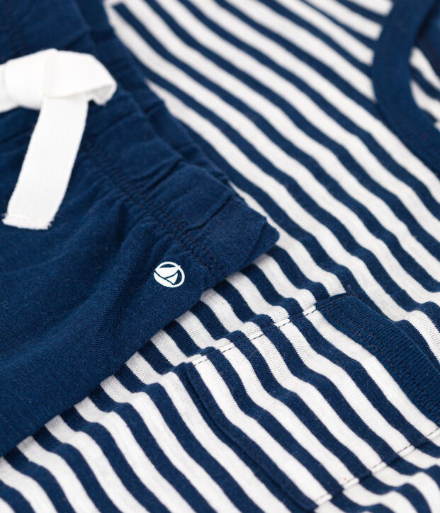 Baby-Set aus Baumwolljersey blau/weiss