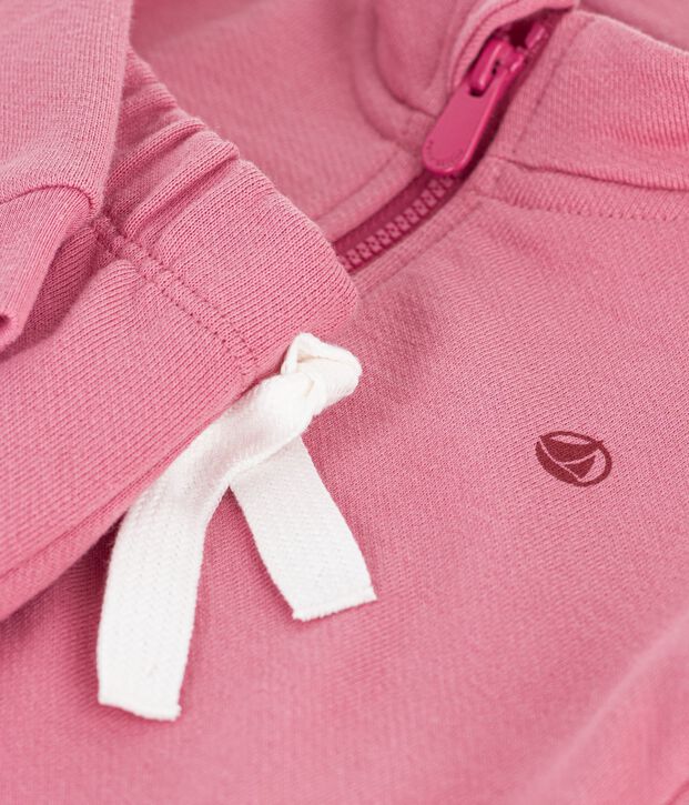 Baby-Set Sweatshirt und Hose aus einfarbiger Baumwolle rosa