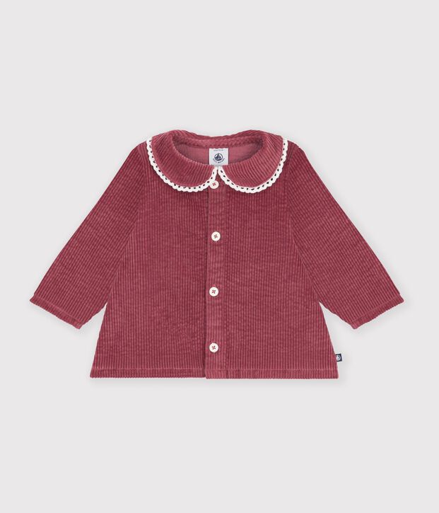 Lang&auml;rmelige Baby-Bluse aus einfarbigem Feincord rosa