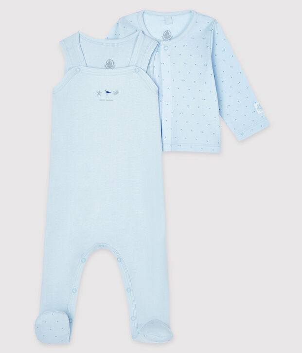 2-teiliges Baby-Ensemble aus Rippstrick blau/blau