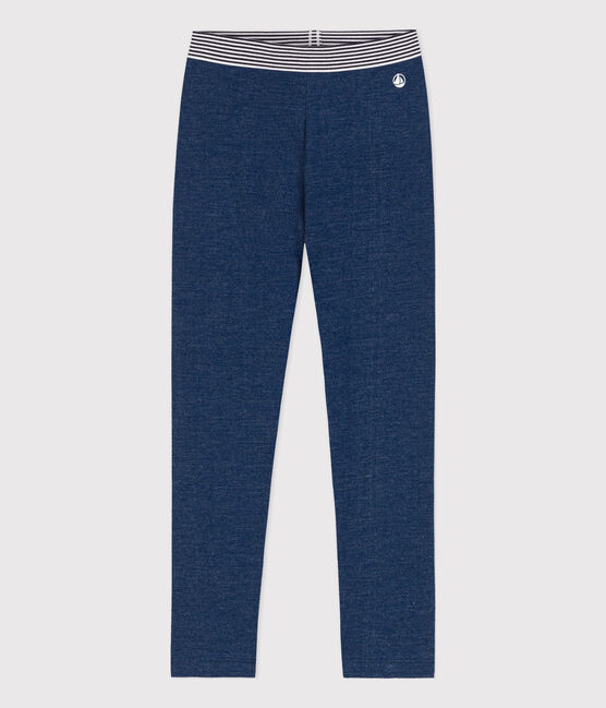 Kinder-Jeggings aus Molton in Denim-Optik für Mädchen blau MEDIEVAL/beige ECRU