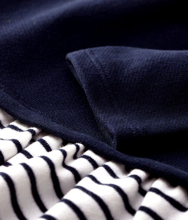 Baby-Kleid aus Molton f&uuml;r M&auml;dchen weiss/blau