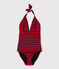 Damen-Badeanzug aus recyceltem Material blau SMOKING/rot TERKUIT