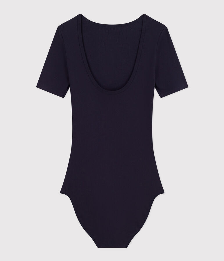 Damenbody aus Baumwolle und Elastan. blau SMOKING