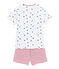 Bedruckter Jungen-Schlafanzug mit Streifen weiss MARSHMALLOW/weiss MULTICO