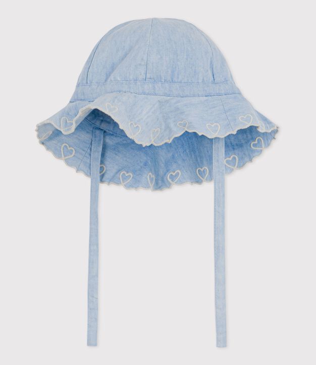 Breitkrempiger Baby-Sonnenhut aus Chambray f&uuml;r M&auml;dchen blau