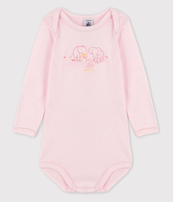 Langärmliger Baby-Body für Mädchen rosa VIENNE